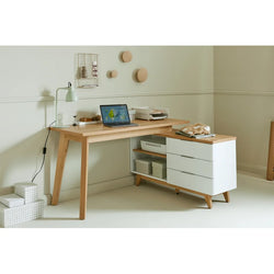 Arash Reversible Corner Desk for Home Office - White & Oak