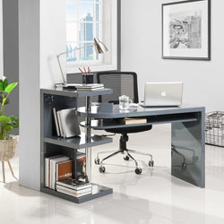 Jada High Gloss Rotating Corner Desk - Grey