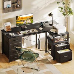 Liora Reversible L-Shaped Corner Desk for Home Office - Black