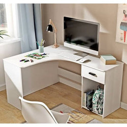 Casey L-Shaped Desk - White