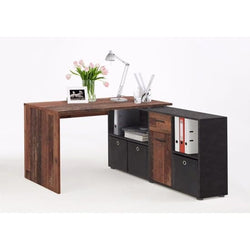 Halcy L Shaped Rotating Corner Desk - Brown & Black