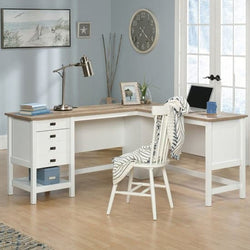 Nova L Shaped Corner Desk - White & Brown