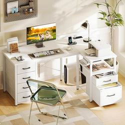 Liora Reversible L-Shaped Corner Desk for Home Office - White