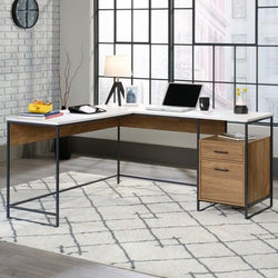 Maude L-Shaped Corner Desk for Home Office - Mango & White