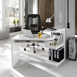 Jada High Gloss Rotating Corner Desk - White