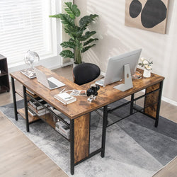 Yuki L Shaped Corner Desk - Rustic Oak