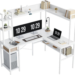 Aspen L-Shaped Corner Desk for Home Office - White