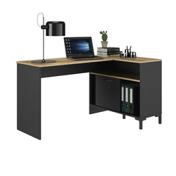 Sabetha L-Shaped Corner Desk - Black