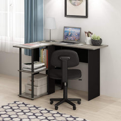 Versa L-Shaped Corner Desk for Home Office - French Oak/Black