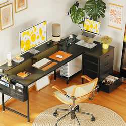 Lorentz L-Shaped Corner Desk - Black